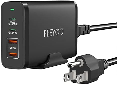 Feeyoo 245W USB C carregador, 4 portas Estação de carregamento de desktop GaN PD 3,1 pps 140 watts Fast Charger Compatível