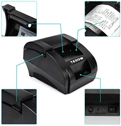 Terow Impressora T5890K Impressora de recibo térmica USB 58mm Poster POS POSTOR LABELA com impressão de alta velocidade
