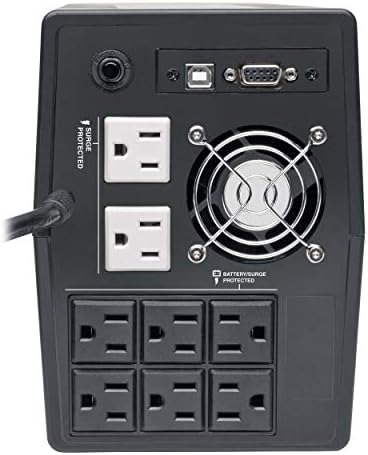 Tripp Lite 800VA UPS Backup Surge Protector, Line Interactive UPS, AVR, 475W, 8 NEMA 5-15R Pontos, plugue NEMA 5-15p, 120V UPS, USB, Tower