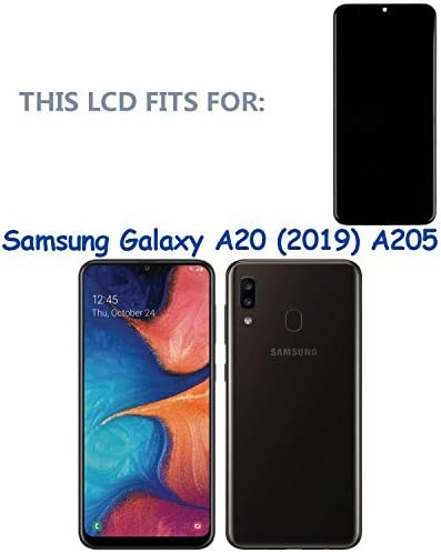 Swark LCD Display Compatível com Samsung Galaxy A20 SM-A205F/DS, SM-A205FN/DS SM-A205U Digitalizador de tela de toque LCD LCD