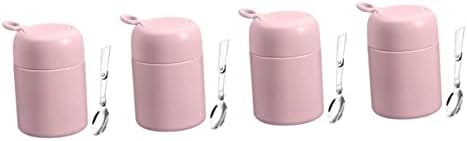 Alipis 4pcs Vacuum Flask Isolle Breakfast Copo Copo isolado com utensílios de mingau à prova de vazamento de mesa de companheiro Estudante portátil rosa 304 Copo isolado portátil de alimentos em aço inoxidável