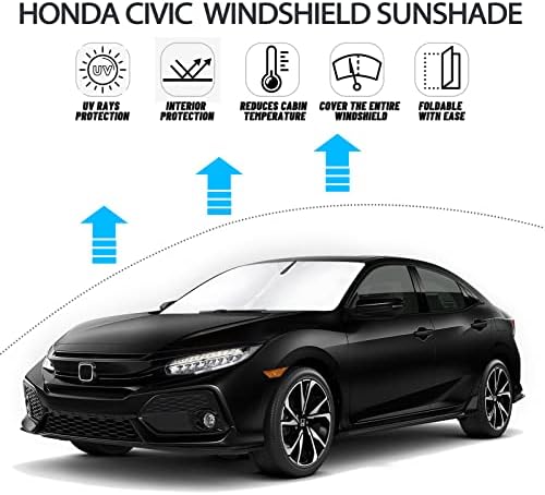 D-Lumina Windshield Sun Shade para -2021 Acessórios cívicos Honda, Janela frontal Sunshade Sun Visor Block Raios
