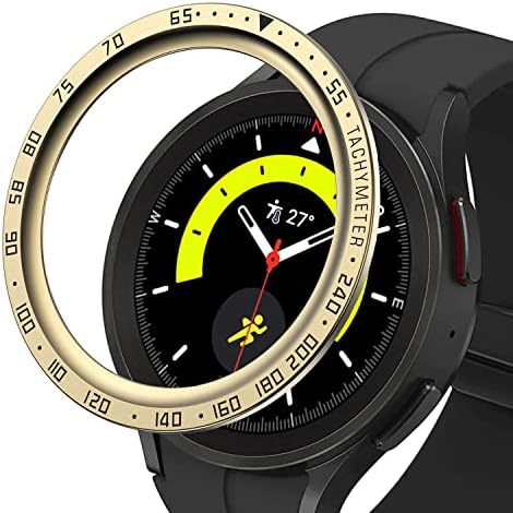 Miimall Bunge Edge Compatível para Samsung Watch 5 Pro Buzel Ring, Galaxy Watch 5 Pro Case [Aço inoxidável] [Anti-Scratch] [Dial Tachymeter] [Tampa de metal adesivo] para assistir 5 Pro 45mm