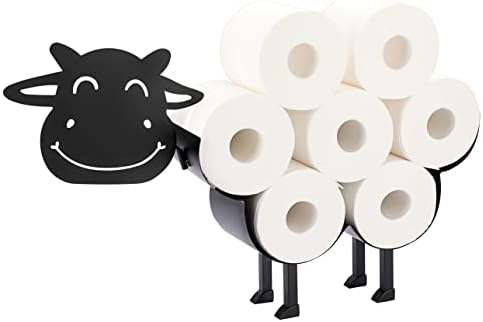 Porta de papel de vaca de vaca de metal Sumnacon, capricho de papel de papel de banheiro livre e sem parede de papel de parede de armazenamento de papel higiênico de papel higiênico para banheira de banheira da banheira da bancada da bancada, preto