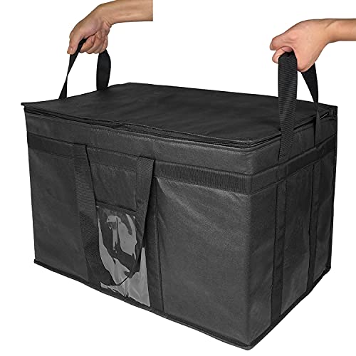 XXX Large Isoled Grocery Delivery Bag, sacolas de compras dobráveis, mantenha comida quente ou fria, ideal para a Uber Eats, Instacart, 23 W x 15 h x 14 D cor preta)