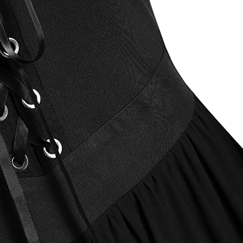 Roupas de Halloween Pbnbp para Mulheres Meninas Manga curta Sabrina Vestido medieval Dress Irish Corset Swing Renaissance Costume