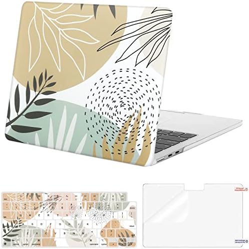 Ileadon para MacBook Air 13,6 polegadas Caso 2022 Release A2681 M2, caixa de casca dura + tampa do teclado + protetor de tela para Mac Air 13 polegadas com Retina Líquida Display Touch ID, folhas tropicais