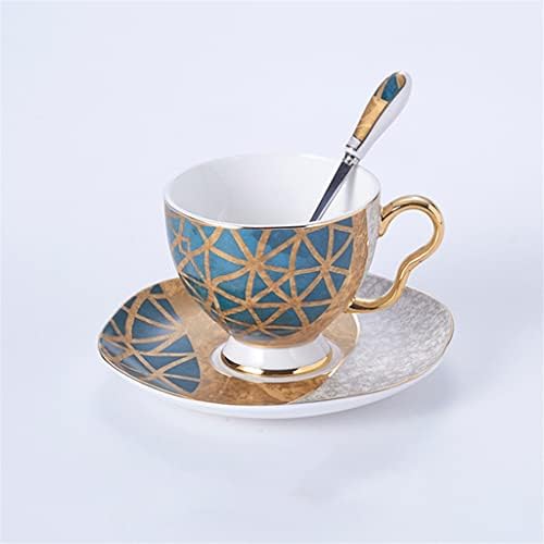 Zhuhw Bone China Conjunto de café Gold Inclado porcelana Conjunto de chá Cup Creamer Creamer Belém utensílios de café Milk