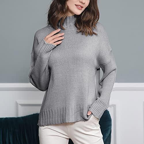 Sweater feminino Moda casual casual de mangas compridas tricô de suéter de cor sólida suéter superior suéteres