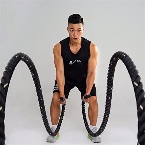 Kuyuc Battle Ropes, corda de batalha de 1,5 polegada de diâmetro, equipamento de ginástica em casa para homens e mulheres treinamento de força principal Cardio ao ar livre)