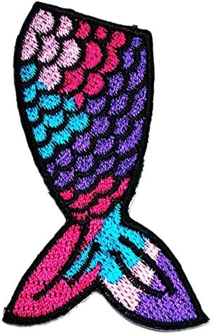 UMama Patch Conjunto de 3 Ferro de Mermaid Tail On Sew On Applique Patches Little Mermaid Tail Cartoon Bordado Bordge