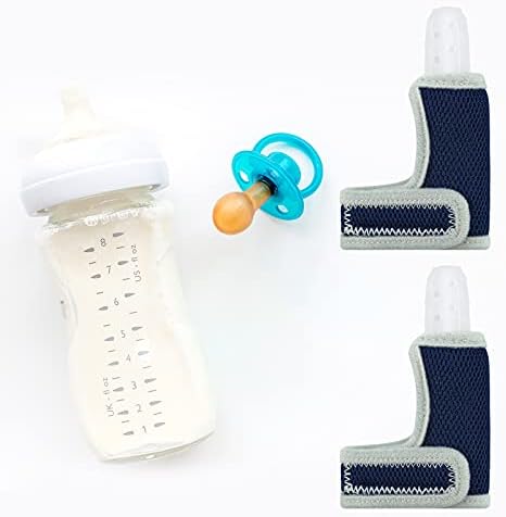 2 peças Silicone Toddler Baby Deding Guard com kit de polegar de pulso respirável para impedir que as crianças chupem os dedos