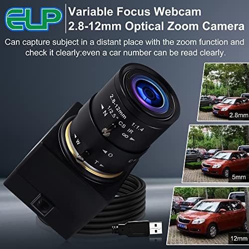 Câmera USB 1080p com zoom 2,8-12mm variável de webcam foco pc câmera de alta velocidade Mini UVC USB2.0 USB com câmera para câmera de vídeo industrial de vídeo 100fps 60fps Câmera da web da lente varifocal