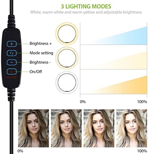 Bright selfie Ring Tri-Color Light Compatível com o seu LG E435 10 polegadas com remoto para transmissão ao vivo/maquiagem/youtube/tiktok/vídeo/filmagem