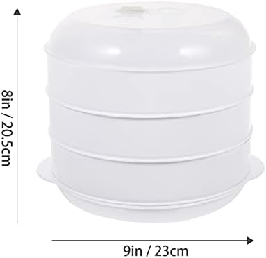 Happyyami aço inoxidável Microondas Microondas panela a vapor com tampa de 3 camadas de fogão de fogão recipiente de alimento Dim sum