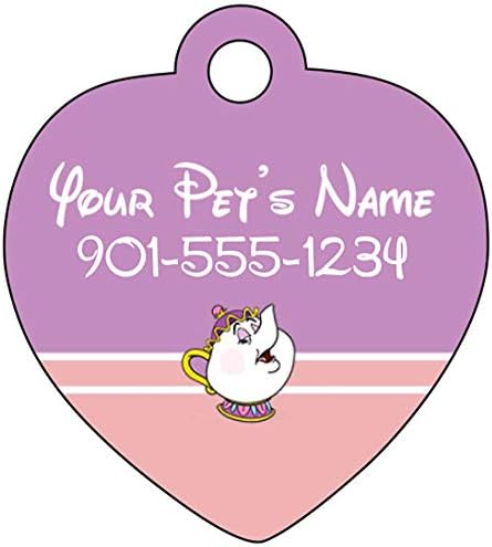 Bela e a besta Sra. Potts Pet Id Tag para cães e gatos personalizados com nome e número