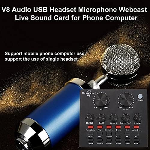 Chysp v8 áudio USB Cartão de som externo Headset Microfone Webcast Streamer Personal Transmitido ao vivo para PC Phone