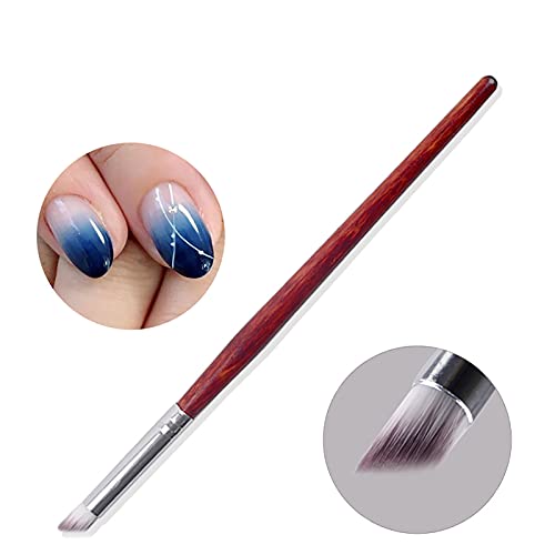 Jerclity 5pcs Brush Gradiente de unhas Conjunto com alça de madeira vermelha Desenho de unha Pincel UV Gel Design Builder Pintura