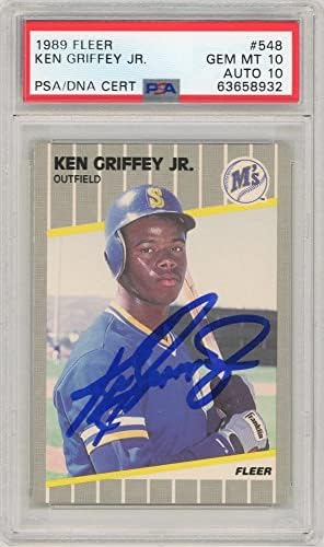 Ken Griffey Jr 1989 Fleer Autograph Rookie Card 548 PSA 10 psa/DNA 10