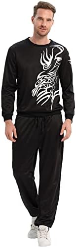 Men Winter Print Tracksuit de 2 peças roupas de manga longa e camisetas e calças conjuntos de jogging atléticos terno