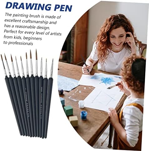 OPERITACX 11pcs desenho de caneta caneta caneta caneta caneta conjunto de pincel de aquarela Definição de detalhes redonda pincel de detalhes de detalhes de nylon para pintar pincel de aquarela detalhando o pincel de desenho azul azul