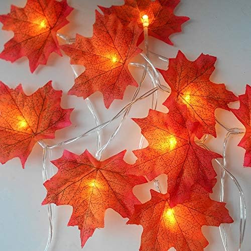 Landua 20 luzes de bordo folhas de guirlanda Luzes de fadas para decoração de Natal Autumn String Light Festive Diy Halloween