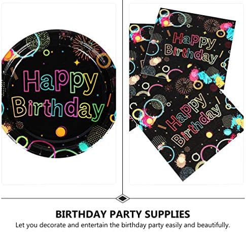 Placas de festas de aniversário de amosfun Os suprimentos para festas de aniversário incluem placas de tecidos Banner Spoons