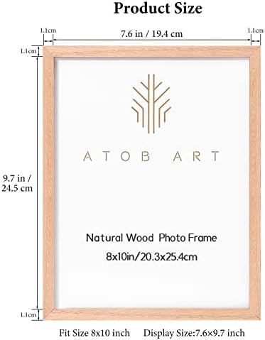 ATOBART 8X10 Frames de imagem 4, feito de madeira maciça coberta por vidro para exibição de mesa e molduras de carvalho