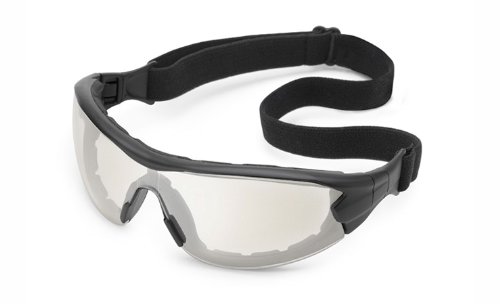 Segurança de gateway 21GB80 Troca de óculos/óculos de segurança híbridos de segurança híbrida, lente clara, moldura preta com borda de espuma