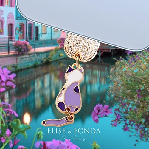 Elise & Fonda CP526 Porta de carregamento USB Anti -pó do pó do pó Little Cat Charm para iPhone 13/11/11/xs max/xr/x/8 Plus/7/6s/8/se