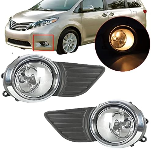Substituição de lâmpadas de nevoeiro de acionamento por Wflnhb para 2011-2017 Toyota Sienna Black Bezel Par Driver e Kits de luz de nevoeiro lateral do passageiro 8121008020 8122008020