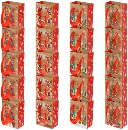 Valiclud Santa Sacos de presente 20pcs bolsas de Natal Presentes de papel Bolsas de doces portáteis bolsa de bolsa