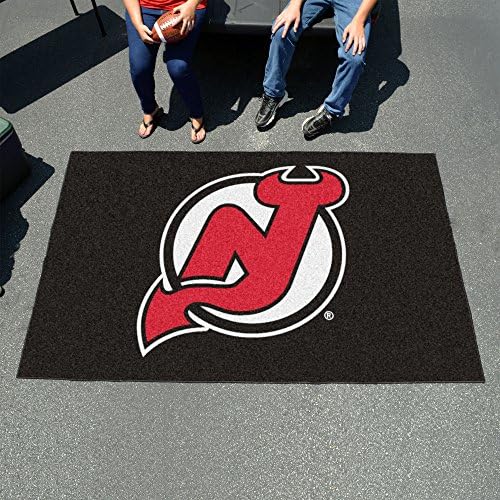 FanMats 10415 New Jersey Devils Ulti -Mat Rug - 5 pés. x 8ft. | Tapete de área de fãs de esportes, tapete de decoração de casa e tapete de utilização não autorizada