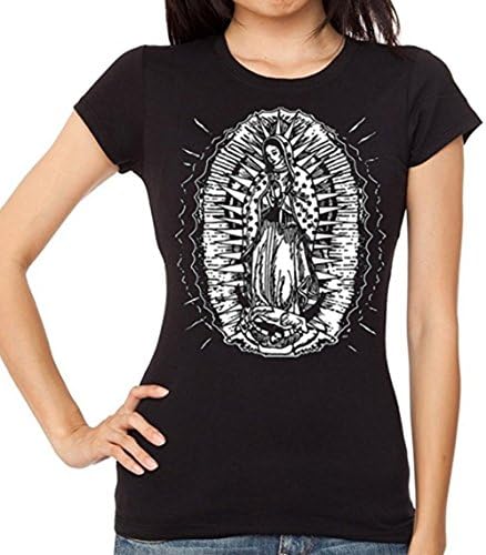 Aparel interestadual Inc Virgin Mary Junior's T-shirt Black