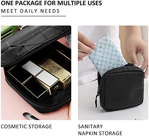 Bolsa de armazenamento de guardanapos sanitários com zíper, portátil de couro menstrual de couro portátil bolsa de guardana
