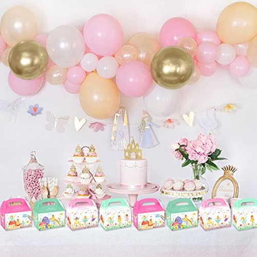 CIEOVO 24 Pacote Floral Fairy Party Cardboard Treat Box Tale Fada Tea Party Boxes Bolsas Goody Bags for Wonderland Princess Girl Birthday Baby Shower Party Supplies