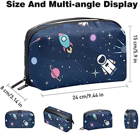 Bolsa de maquiagem do Space Galaxy Rockets para bolsa de organizador de viagem portátil para bolsa de beleza para mulheres para