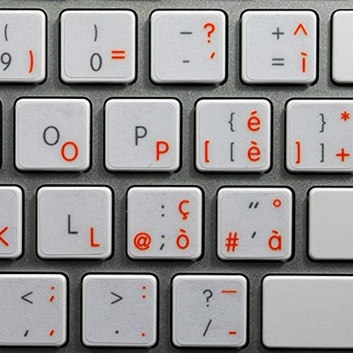 O layout de etiquetas italianas do 4Keyboard para teclado é compatível com a Apple com um fundo transparente de letras laranja para desktop, laptop e notebook