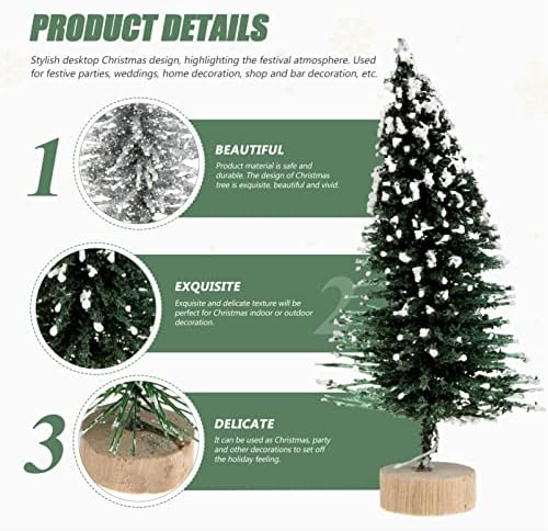 Aboofan 24pcs Vivid Fake With Wood Tree: Pine Holiday Snow Mini ornamentos de madeira Decoração decorativa de madeira