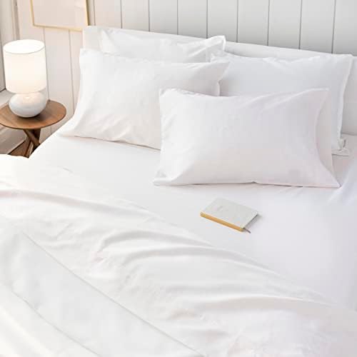 Martha Stewartemerson lençóis de cama - conjunto de 4 peças | Algodão egípcio | 1 folha plana - 1 folha ajustada - 2 fronhas