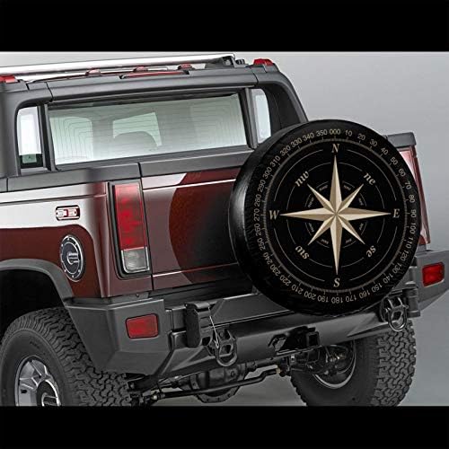 Compass rosa preto preto tampa de pneu UV Capas de roda solar adequadas para reboque, trailer, SUV e muitos veículos de 15 polegadas