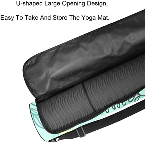 Bolsa de tapete de ioga, folhas verdes claras Exercício portador de tapete de ioga Full-zip yoga tapete de transporte com cinta