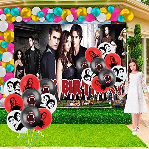 Decorações de festas de vampiros Supplies Diaries Banker Birthday Cake Topper Balloons Banddrop Banner