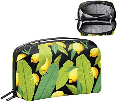 Carteira de bolsa de bolsas de viagem de caixa de transmissão de caixa de transmissão de caixa USB Acessório com zíper, folha de banana de frutas de limão