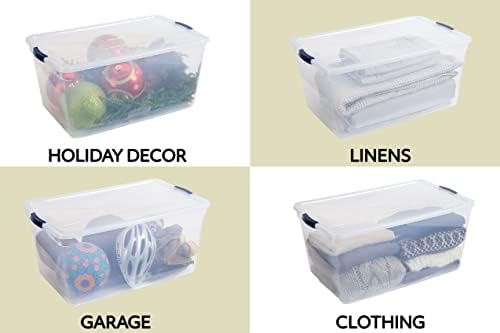 Rubbermaid Cleverstore Clear Plastic Storage Bins com tampas, 95 qt-4 pacote, 4 contagem