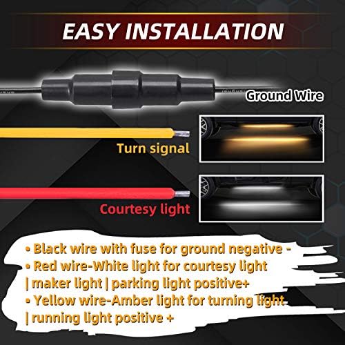 Fuguang [2PC-70inch IP68 LED PLACA CONVERDIDA CONVERDIMENTO DE CURCHER LIGADO LIMPADOR FLEXIBLE PASSO FILHAÇÃO BRANCA E AMBER Turn Signal Combo Kit