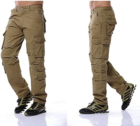 Calças de carga Ozmmyan para homens macacão casual ao ar livre grande cintura média de calça de montanhismo solta longa calças
