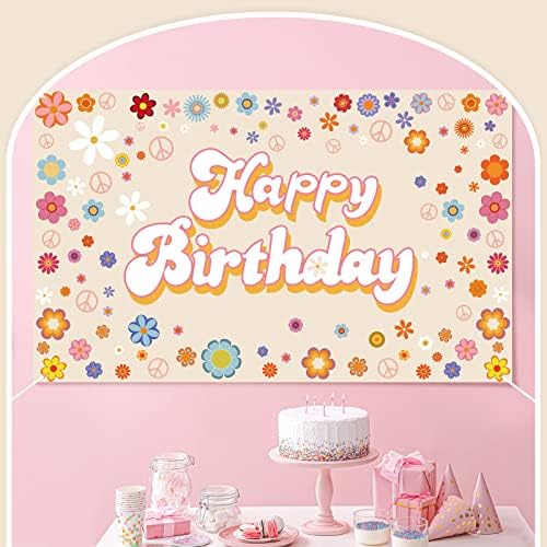 Groovy Party Banner Banner Hippie Birthday Two Groovy Party Decoration Daisy Flor Boho Party Photography Cenário Groovy Party