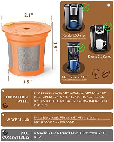 Filtros de café reutilizáveis ​​ULG compatíveis com Keurig 1.0 2.0, cápsulas de cápsulas de café recarregáveis, vagem