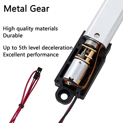 JQDML Micro Linear Atuator Metal Gear 12V, AVC 0,4 polegadas, força de empurrar 21,6 lbs velocidade 0,4 /s, peso: 0,1 libras,